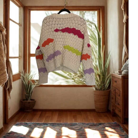 Zara Cream Cardigan with Pastel Clouds - Picture 2 of 3